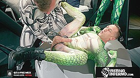 Brian Bonds In Heros Chained & Fisted By Hunk Villain