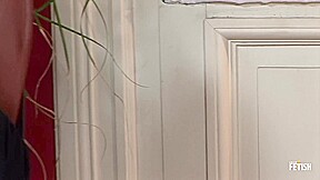 Brunette gay twink gets his ass pounded on the chair