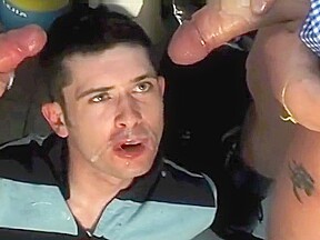 Cum and piss from his buddies