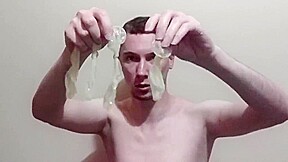Drinking cum from four used condoms from strangers