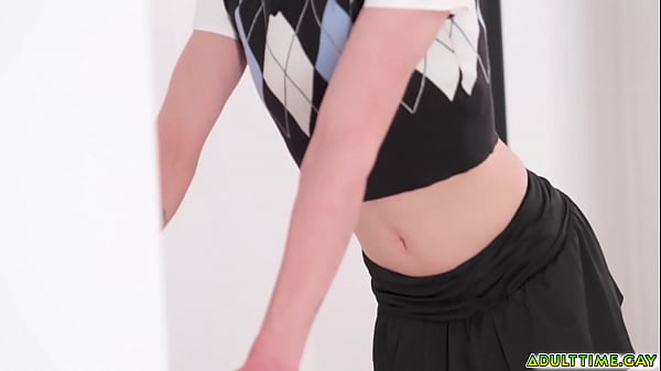 Femboy tutor Tootsy gagging on student Leo Louis cock and loves it letting him have his way with him even more