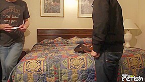 Four horny twinks have anal sex in the hotel room in bareback style