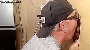 Gloryhole amateur DILF loves sucking BFs dick at home