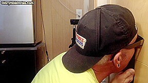Gloryhole amateur gaydaddy sucks BFs cock very deep
