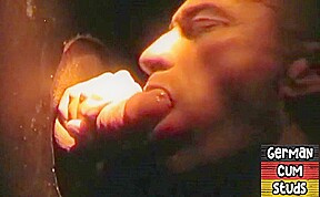 Gloryhole German stud sucks cock 4 facial in amateur closeup