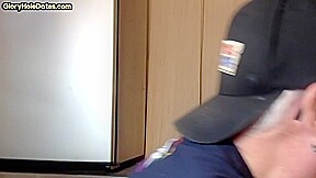 Gloryhole homemade DILF sucks cock in closeup at home