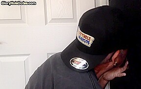 Gloryhole loving mature gay sucks cock in homemade BJ