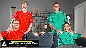 HETEROFLEXIBLE – Horny Gay Couple Jim Fit & Jeremiah Cruze Try Swinging With Their College Buddies