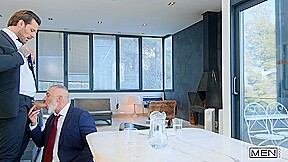 MEN – Papi Kocic Takes The Initiative To Bend Interviewer Adam Franco Over The Conference Table And Tease His Hole