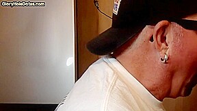 Mouthjizzed gloryhole DILF sucks POV rod in homemade closeup