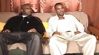 Muscular Stripper Gets His Asshole Pumped by a Black Dude with Huge Dick on the Sofa