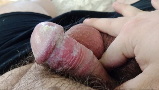 SUPERCHUB with VERY DIRTY uncut SMEGMA cock edges and shoot HUGE CUMLOAD on XL HAIRY FUPA.