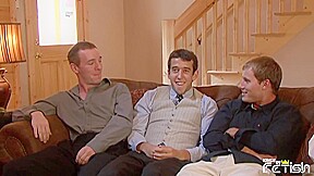 Two young guys get their asses rammed by more friends in a hot group sex