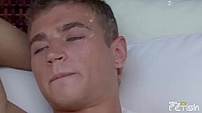 Young guy sucks his friend big cock after taking a bath in the pool