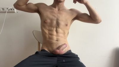21 Year old Jerking off shirtless and eating cum