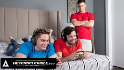 ADULT TIME – Jealous Stepbro Trevor Brooks Begs Julian Brady & His Jock BF Jay Tee For A THREESOME!