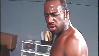 Black dude cums on a light skinned black man’s face.