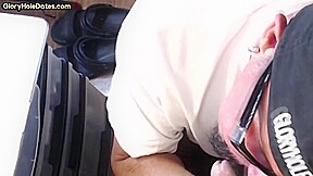 Cock starving gloryhole DILF sucks cock in homemade closeup