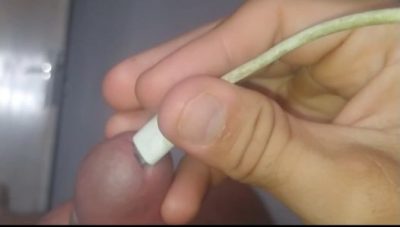 Electric shocks to the glans leave the huge cock wanting to cum