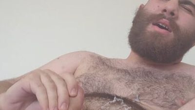 Excited horny bear cub bating and ejaculating