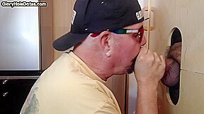 Gloryhole greedy DILF sucks cock at home in homemade oral