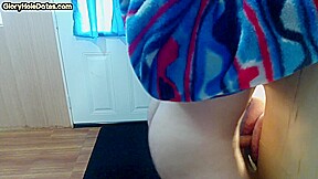 Gloryhole inked BJ DILF sucks BFs cock through hole at home