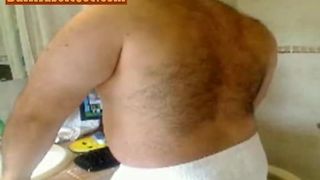 Hairy Muscle Bear Playing With himself In The Bathroom