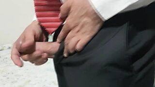 Suited daddy jerking off