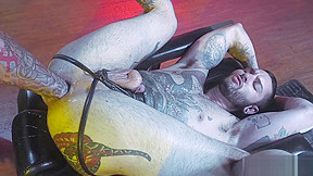Tattoo jock fetish with cumshot