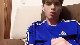 Young university boy with big cock masturbes after class