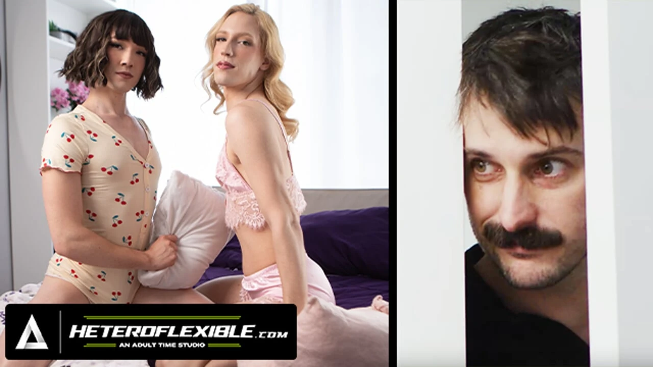 HETEROFLEXIBLE – Femboys Troy River & Ezra Mahomes Pillow Fight Interrupted By Voyeur Seb Leblan