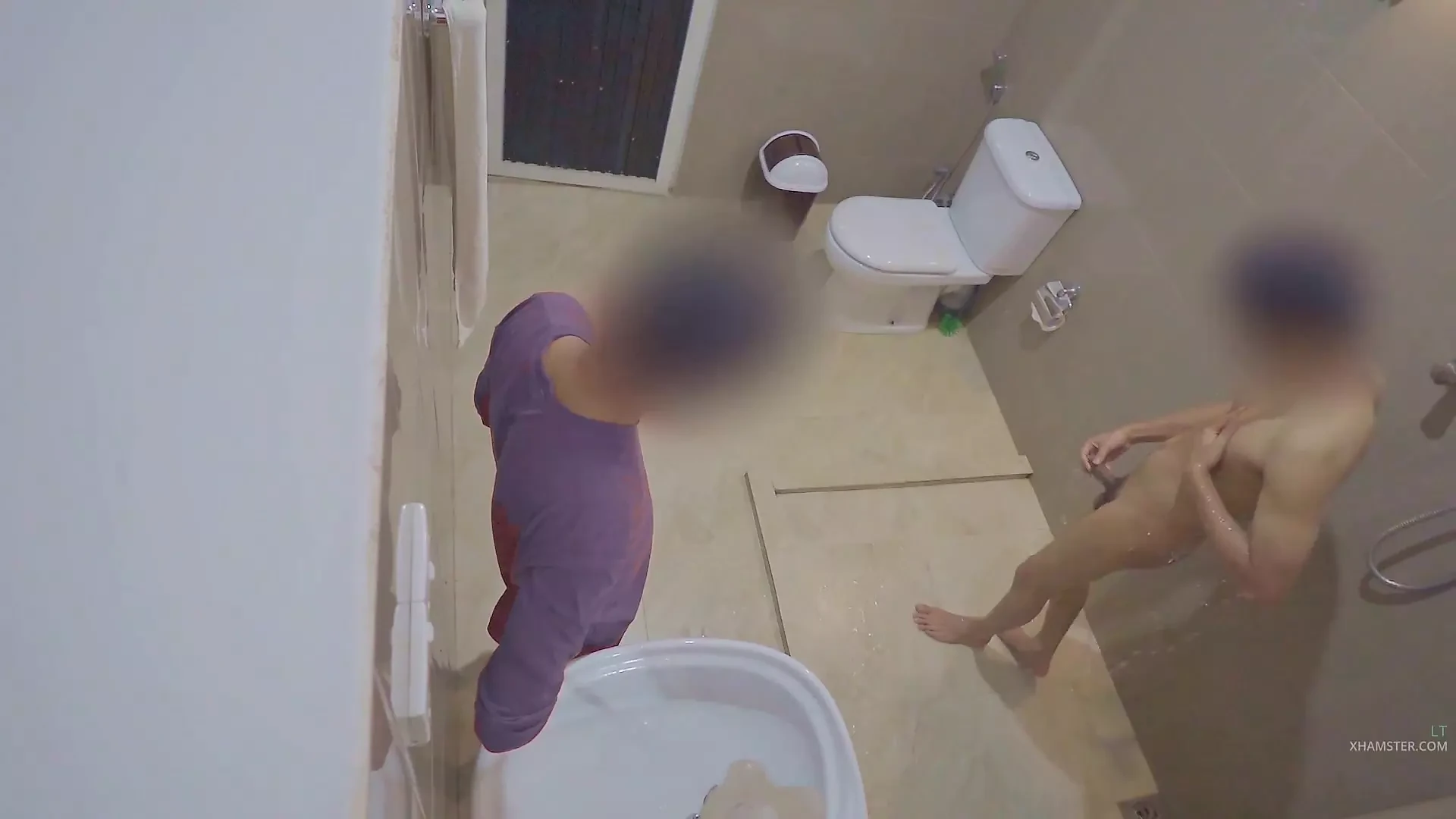 I take off all cloths and show my cock to my new roommate when he washes his face