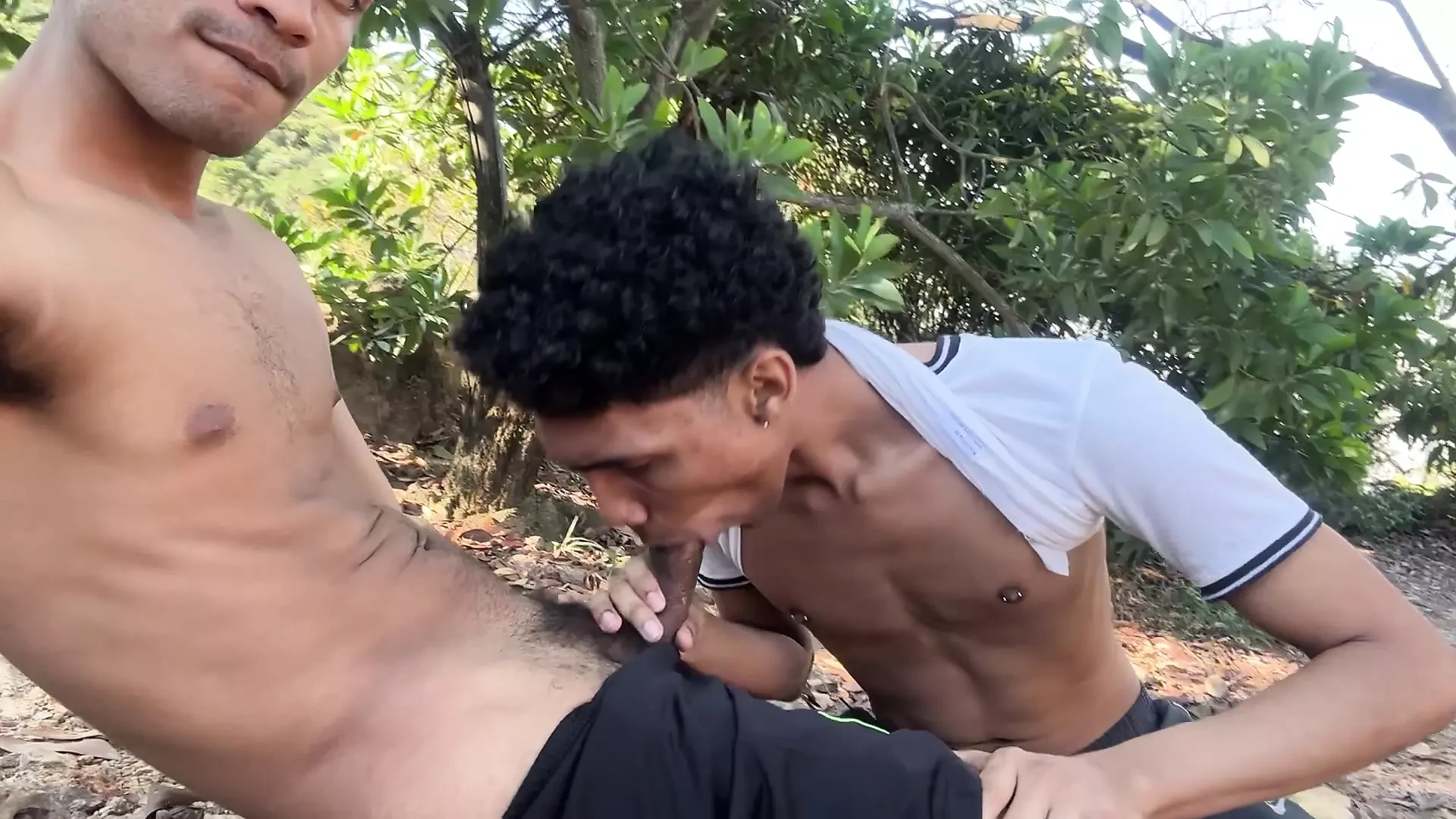 My sister’s boyfriend wanted to try my cock in the middle of the mountain