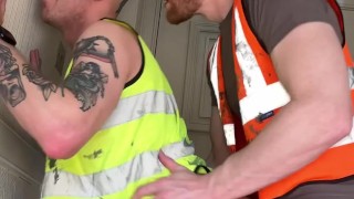 Ginger Tradesman fucks and Creampies tattooed twink ass hole