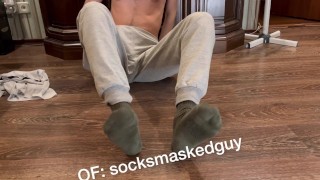 Hairy twink shows off his military socks after training
