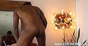 NAKEDSWORD Michael Boston Gets Spitroasted By His Buddies