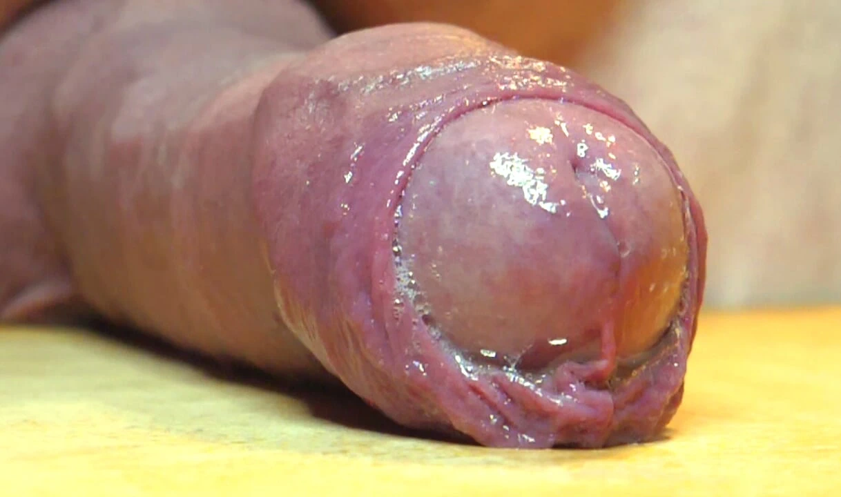 POV Uncut Foreskin big mushroom Head Autostroking on desk & wild Cumshot w Live audio
