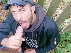 Scally boy sucking cock outdoor
