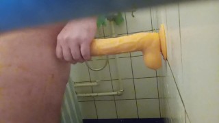 Solo male extra thick dildo – first time opening and using this monster realistic cock
