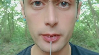 Two times cum spitting by random guys – huge thick loads leaking