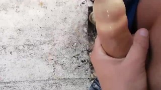 Used condom jerk off – Jerking so fast that I make foam of cum inside
